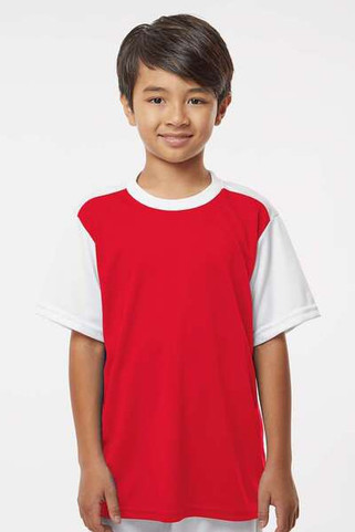 Alleson Athletic 532CJY - Camiseta de béisbol juvenil con cuello redondo