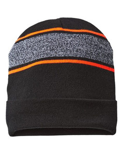 CAP AMERICA RKV12 - USA-Made Variegated Striped Cuffed Beanie