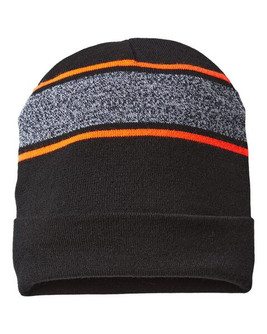 CAP AMERICA RKV12 - USA-Made Variegated Striped Cuffed Beanie