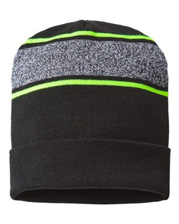 CAP AMERICA RKV12 - USA-Made Variegated Striped Cuffed Beanie