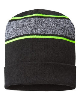 CAP AMERICA RKV12 - USA-Made Variegated Striped Cuffed Beanie