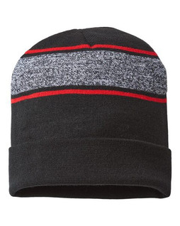 CAP AMERICA RKV12 - USA-Made Variegated Striped Cuffed Beanie