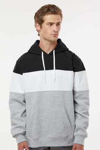 J. America 8644 - Sudadera con capucha Varsity Fleece Colorblocked