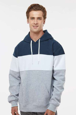 J. America 8644 - Varsity Fleece Colorblocked Hooded Sweatshirt