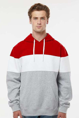 J. America 8644 - Varsity Fleece Colorblocked Hooded Sweatshirt