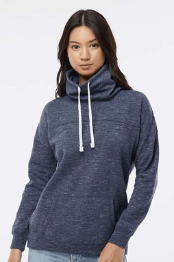 J. America 8673 - Women’s Mélange Fleece Cowl Neck Sweatshirt