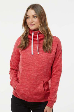 J. America 8673 - Women’s Mélange Fleece Cowl Neck Sweatshirt