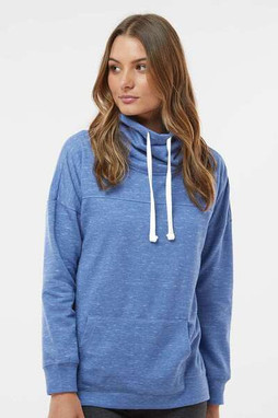 J. America 8673 - Women’s Mélange Fleece Cowl Neck Sweatshirt