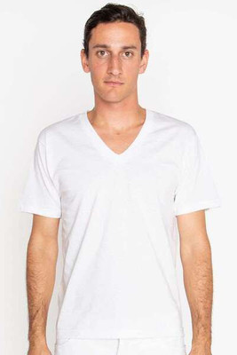 Los Angeles Apparel 24056 - Camiseta con cuello en V de punto fino fabricada en EE.UU