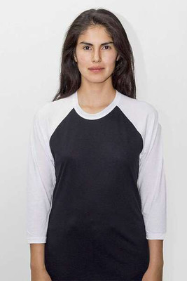 Los Angeles Apparel FF53 - Camiseta de béisbol de manga raglán y tres cuartos, fabricada en EE.UU