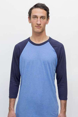 Los Angeles Apparel FF53 - Camiseta de béisbol de manga raglán y tres cuartos, fabricada en EE.UU