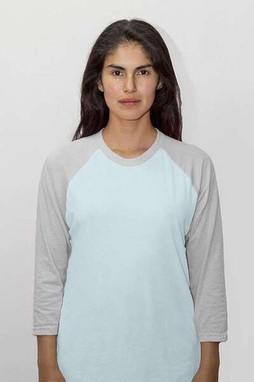 Los Angeles Apparel FF53 - USA-Made Three Quarter Sleeve Raglan Baseball T-Shirt