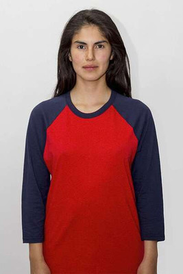 Los Angeles Apparel FF53 - USA-Made Three Quarter Sleeve Raglan Baseball T-Shirt