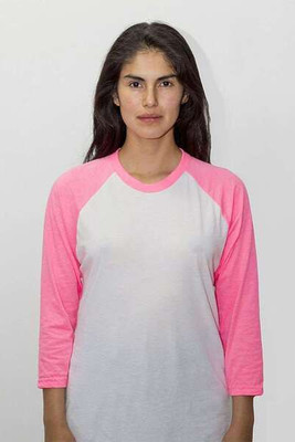 Los Angeles Apparel FF53 - Camiseta de béisbol de manga raglán y tres cuartos, fabricada en EE.UU
