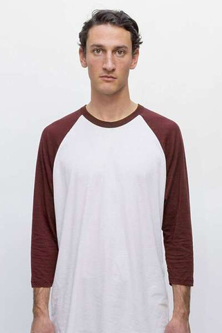 Los Angeles Apparel FF53 - Camiseta de béisbol de manga raglán y tres cuartos, fabricada en EE.UU