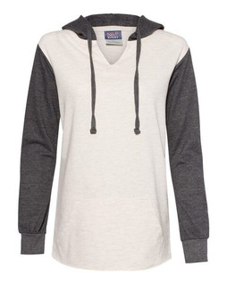 MV Sport W20145 - Jersey con capucha de rizo francés y mangas con bloques de color para mujer