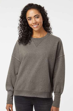 MV Sport W22712 - Sudadera de cuello redondo de vellón afelpado para mujer