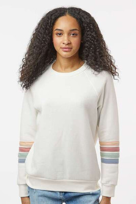 MV Sport W23152 - Women's Striped Sleeves Crewneck Sweatshirt