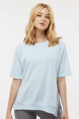 MV Sport W23711 - Womens French Terry Short Sleeve Crewneck Pullover