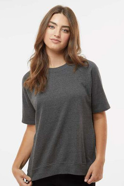 MV Sport W23711 - Jersey de manga corta y cuello redondo de rizo francés para mujer