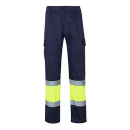 Velilla 36052 - Calças bicolor em sarja (210g/m²), forradas, multibolsos, em algodão (20%) e poliéster (80%)
