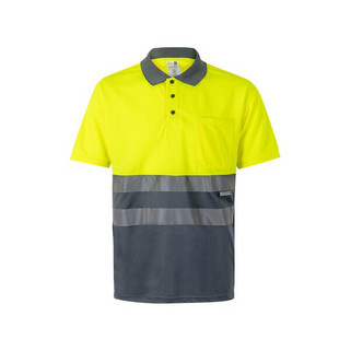 Velilla 36063 - Two-tone bird-eye polo shirt (160g/m²) with short sleeves, in polyester (100%)