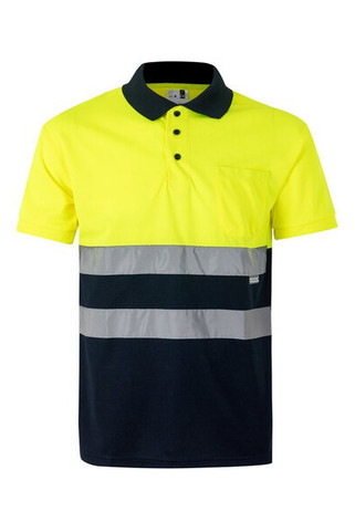 Velilla 36065 - Zweifarbiges Poloshirt im Bird-Eye-Design (160g/m²) mit kurzen Ärmeln, aus Polyester (100%)