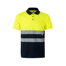 Velilla 36065 - Zweifarbiges Poloshirt im Bird-Eye-Design (160g/m²) mit kurzen Ärmeln, aus Polyester (100%)