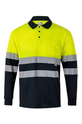 Velilla 36069 - Two-tone bird-eye polo shirt (160g/m²) with long sleeves, in polyester (100%)