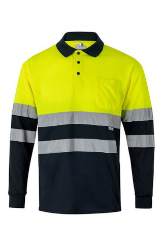 Velilla 36069 - Two-tone bird-eye polo shirt (160g/m²) with long sleeves, in polyester (100%)