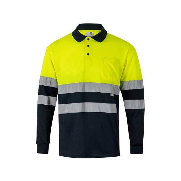 Velilla 36069 - Two-tone bird-eye polo shirt (160g/m²) with long sleeves, in polyester (100%)