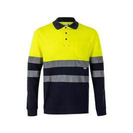 Velilla 36140 - Two-tone piqué polo shirt (150g/m²) with long sleeves, in cotton (55%) and polyester (45%)