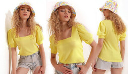 MT Clothes P-BLOU_COLCAR - Square-neck blouse