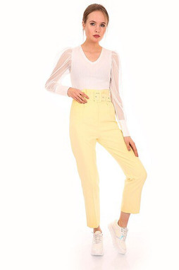 MT Clothes P-PANT_CEINTHAUT - Pantalon Ceinturée Taille Haute
