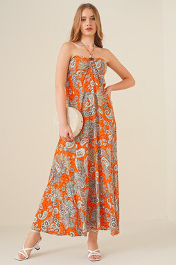MT Clothes P-ROB_BRET - Strapless dress with patterns