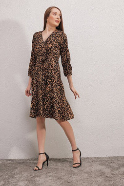 MT Clothes P-ROB_IMP_COLCROI_MARR - Printed double-breasted collar dress