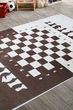 Mani Textile TPS_ECHEC_NOIR_00 - Skakmåtte til børn
