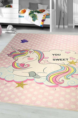 Mani Textile TPS_LIC_SWEET00 - Kinderteppich LICORNE SWEET