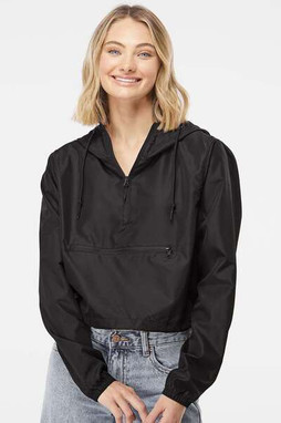 Independent Trading Co. EXP64CRP - Womens Lightweight Quarter-Zip Pullover Crop Windbreaker