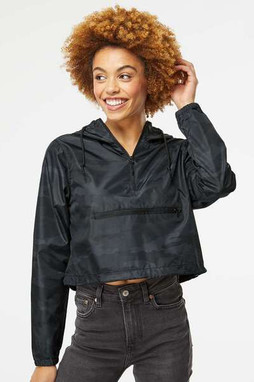 Independent Trading Co. EXP64CRP - Womens Lightweight Quarter-Zip Pullover Crop Windbreaker