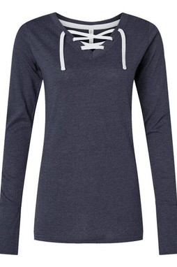 LAT 3538 - Womens Fine Jersey Lace-Up Long Sleeve T-Shirt