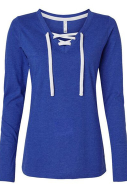 LAT 3538 - Womens Fine Jersey Lace-Up Long Sleeve T-Shirt