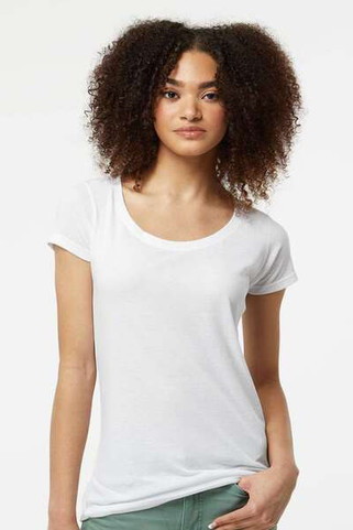 Tultex 243 - Camiseta de mujer con cuello redondo Poly-Rich