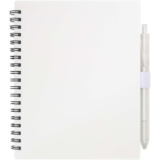 Niove recycled plastic soft cover notebook and ballpoint pen set (blue ink) - EgotierPro 106298