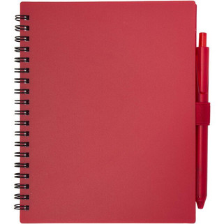 Niove recycled plastic soft cover notebook and ballpoint pen set (blue ink) - EgotierPro 106298