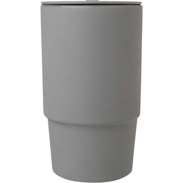 Carter 450 ml ceramic mug with plastic lid - EgotierPro 100896
