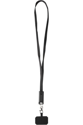 Franz recycled plastic smartphone lanyard with built-in data sync and 65W fast charge 5-in-1 cable - EgotierPro 124447