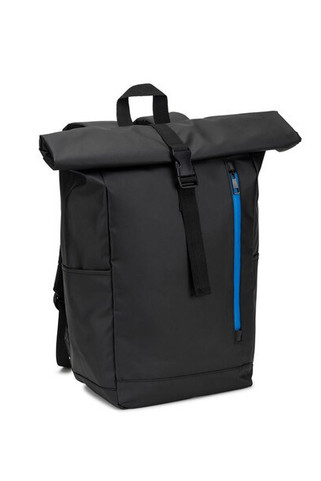 Rolltop-Rucksack mit Reissverschlusssystem, bei dem das Oberteil aufgerollt werden kann, um es an das Volumen des Rucksacks anzupassen. Hergestellt aus recyceltem 600D-Polyester - Egotier 92571