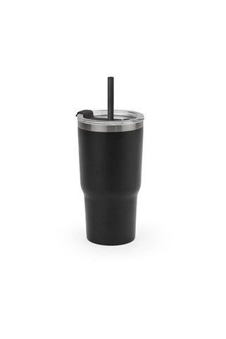 Compact stainless steel travel cup (91% recycled) with vacuum insulated double wall and matt finish 600 mL - Egotier 94372