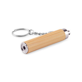 Bamboo and ABS key ring with LED torch - Egotier 95108